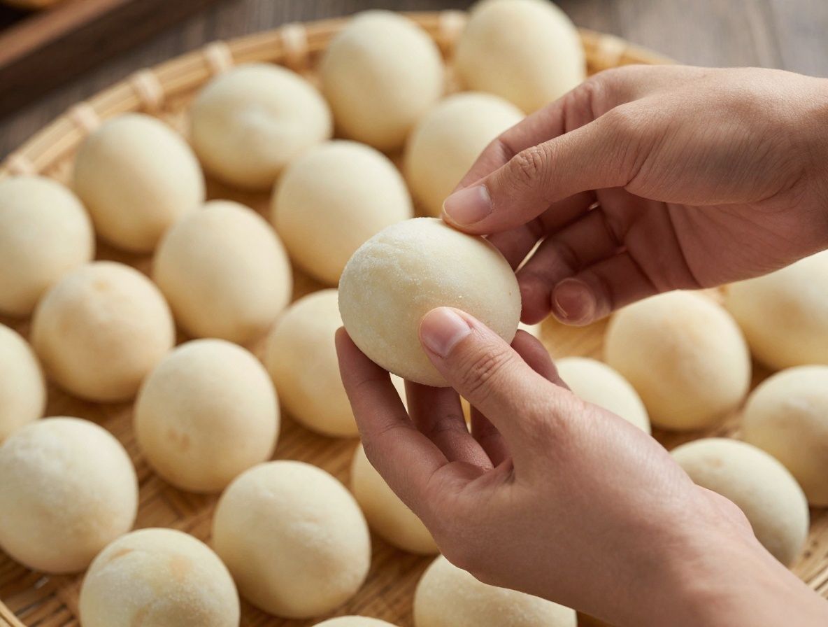 Krupni plan ruku koje drže keramičku šalicu čaja okruženu suhim biljem i kamenom pločom, toplo jutarnje svjetlo, smeđe i zelene nijanse, mirna atmosfera